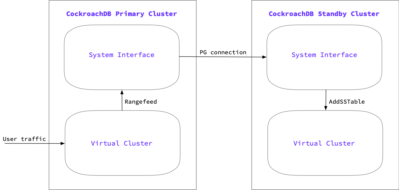 Two virtualized clusters with system and application tenants showing the directional stream.